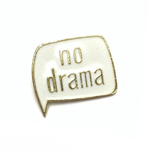 NO DRAMA Comment Bubble Enamel Pin Brooch - Picture 1 of 7
